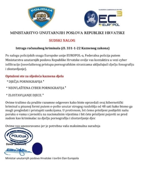 Nije Davor Božinović niti Dalibor Jurić: Policija izdala upozorenje na lažne poruke, evo što prevaranti žele