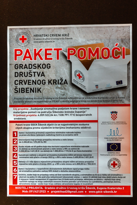 Šibenski Crveni križ podijelit će 10 tisuća paketa hrane najsiromašnijim sugrađanima