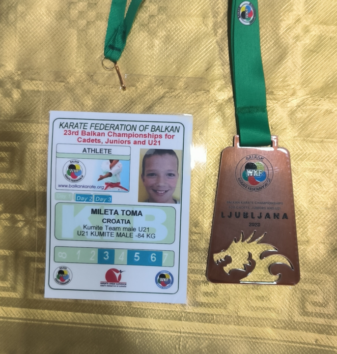 Veliki uspjeh za Karate klub Šibenik: Toma Mileta brončani na Prvenstvu Balkana! 