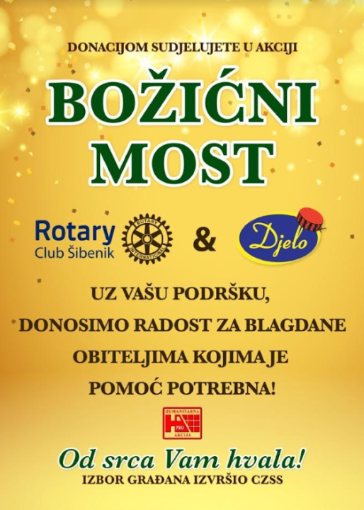Šibenski Rotary klub ove godine obilježava svoju 90. obljetnicu: Nastavlja se i akcija 'Božićni most'