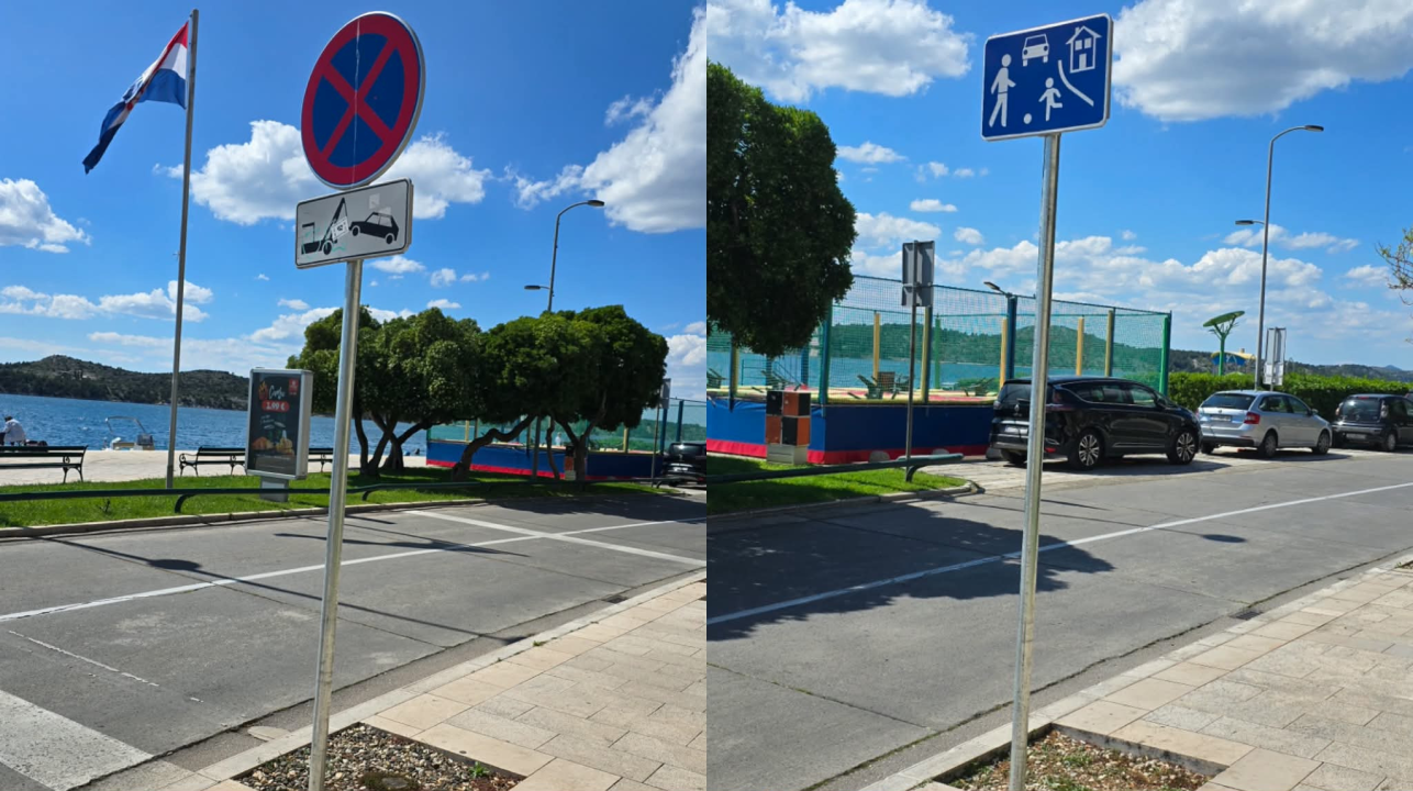 Kad grad ‘posadi’ znakove: Šibenska riva bez hlada, ali puna apsurda ‘Tko je ovo odobrio?’