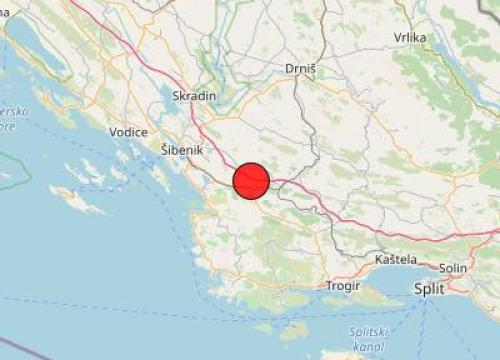 Opet se trese šibensko područje: U 23.20 sati potres od 2.6 prema Richteru
