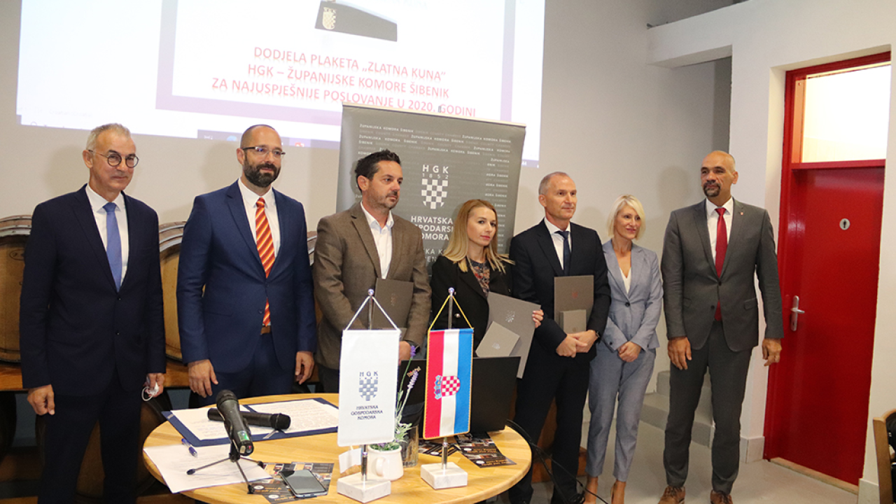 Zlatna kuna Županijske komore Šibenik za 2020. godinu pripala Capaxu, Jolly Autolineu i Djelu