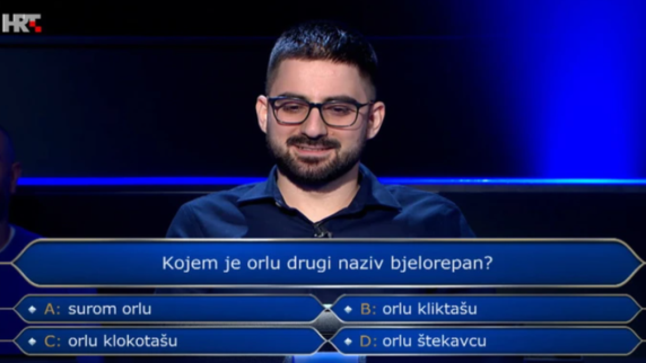 Znate li koji je orao bjelorepan? Splićanin odustao na 13. pitanju za 250 tisuća kuna