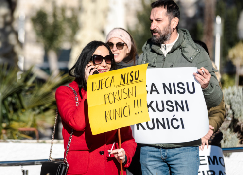 Fotografija 8 - Opet prosvjedi protiv covid mjera: Antivaksersko društvo krenulo od Županije prema HZJZ-u