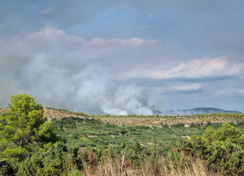 Fotografija 11 - U tijeku sanacija požarišta u Vrpolju: Na terenu 60 vatrogasaca i 21 vozilo