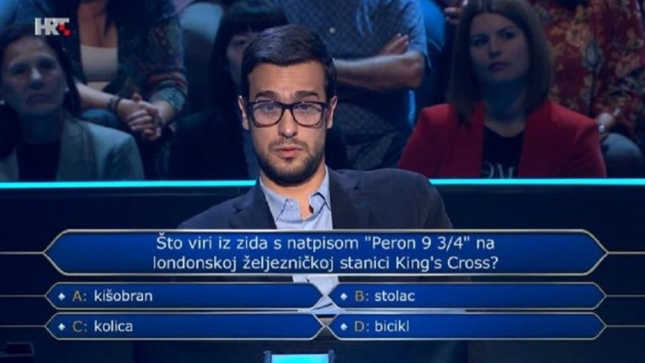 Šibenčanin Mario u Milijunašu 'zapeo' na pitanju o Harry Potteru, osvojio 1000 kuna