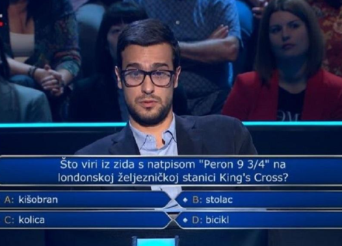 Šibenčanin Mario u Milijunašu 'zapeo' na pitanju o Harry Potteru, osvojio 1000 kuna