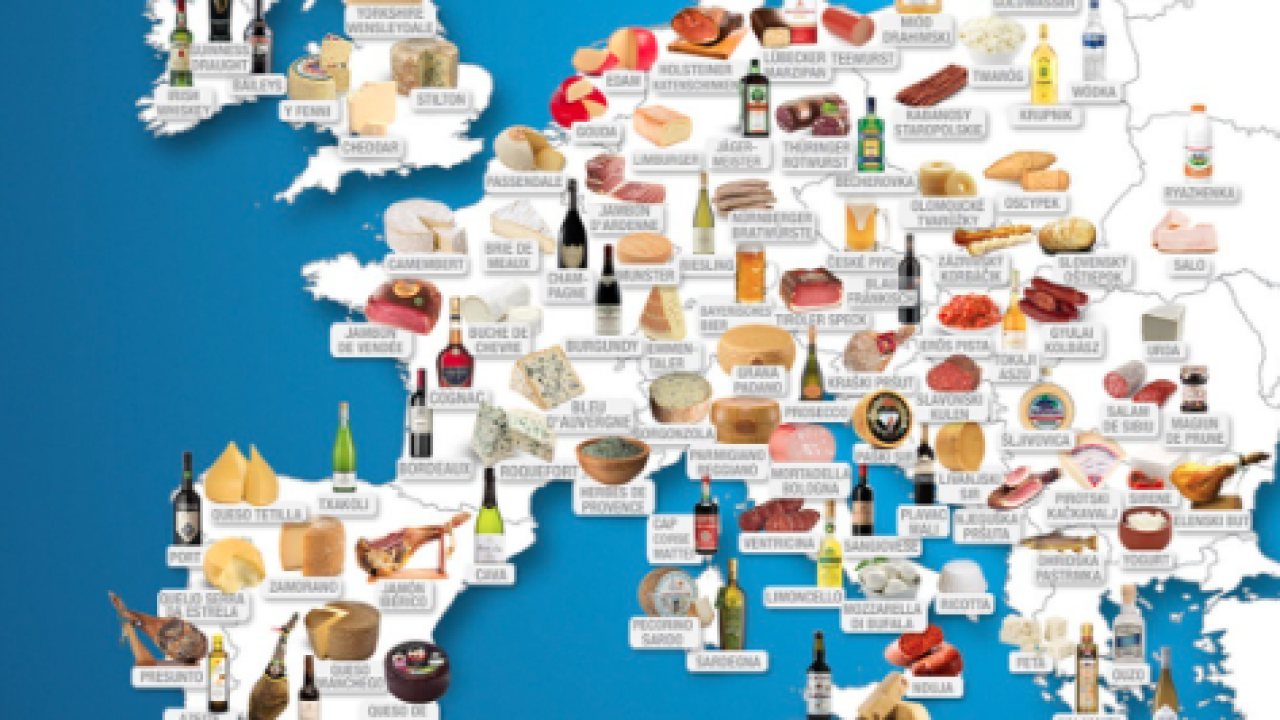 Objavljena mapa najboljih namirnica zemalja Europe: Slavonski pršut, paški sir te vino Plavac mali