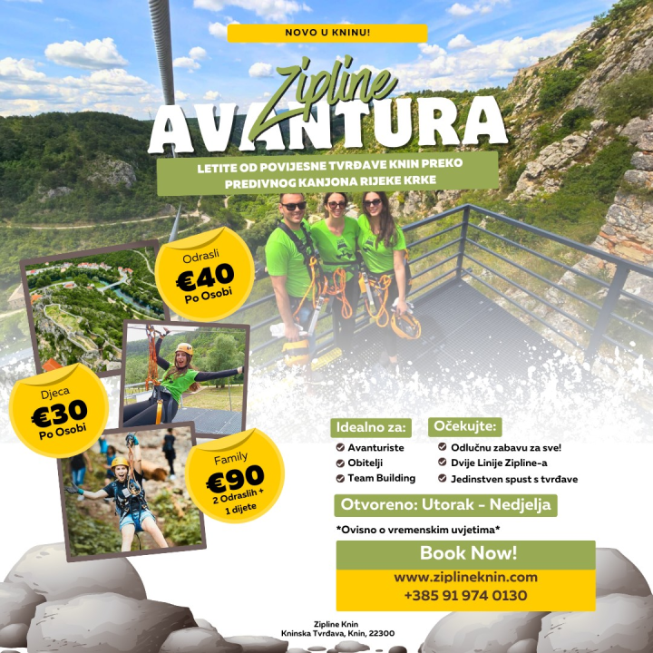 Darujemo ulaznice: Doživite nezaboravnu avanturu i dozu adrenalina kao nikada prije uz Zipline Knin