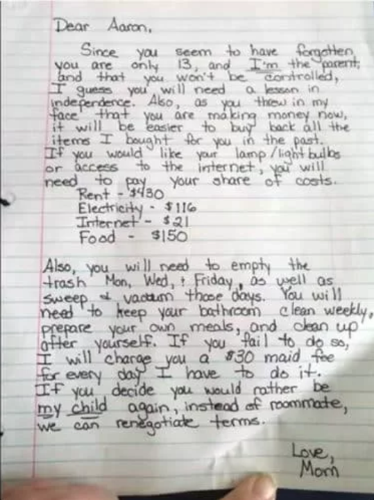 Majka postala viralna zbog neobičnog pisma svom sinu: 'Izgleda da trebaš poduku o poštovanju'