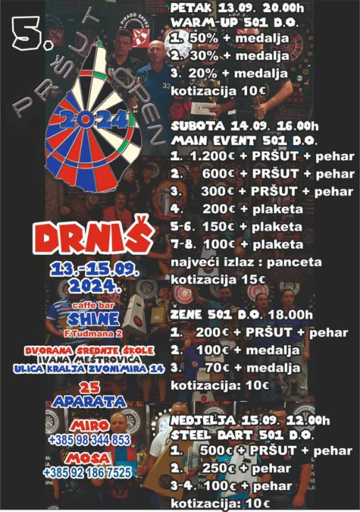 Drniški 'Pršut Open': Kreće najveći pikado turnir u Hrvatskoj!