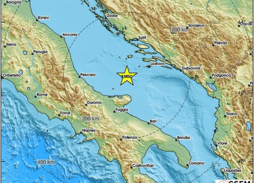 Potres u Jadranskom moru magnitude 3,3